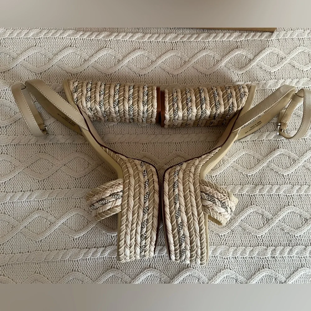 Steve Madden Cream Woven “Lucci” Platform Sandals Various Sizes - Picture 5 of 15